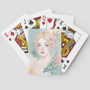 Jeu De Cartes Femme d'art mural pastel rêveur