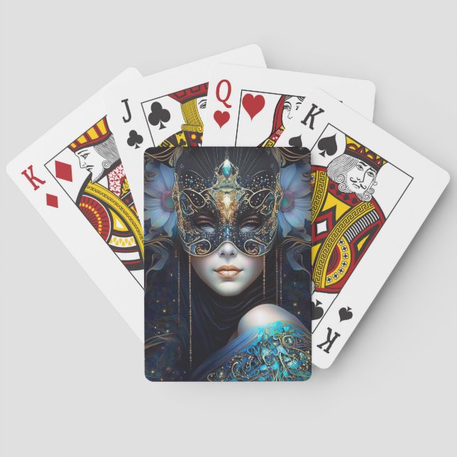 Jeu De Cartes Femme d'Imaginaire portant un masque (dos)