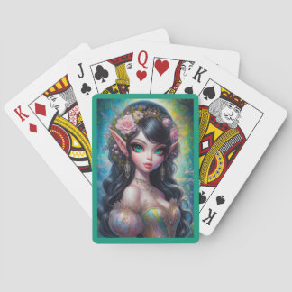 Jeu De Cartes Femme Elfe Fantastique Jouant aux Cartes