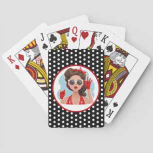 Jeu De Cartes Femme Rétro Jouant aux Cartes