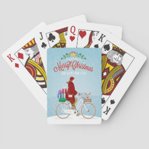 Jeu De Cartes Femme sur les cartes de Noël à vélo