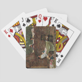 Jeu De Cartes Femmes qui discutent au-dessus du mur du jardin (c