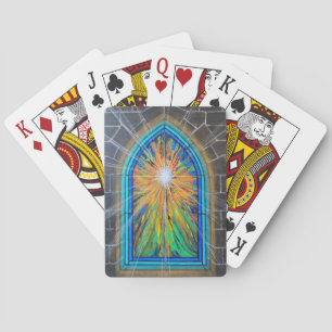 Jeu De Cartes Fenêtre en verre de l'église Light 3