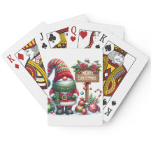 Festive Gnome Noël Jouer des cartes