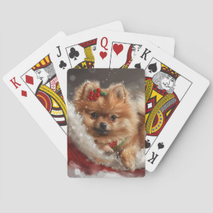 Jeu De Cartes Fête de Noël de Chien de Poméranie