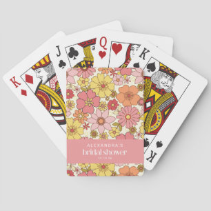 Jeu De Cartes Fête des mariées florale rose rose retro personnal