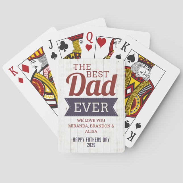 Jeu De Cartes Fête des pères du meilleur papa rustique (dos)