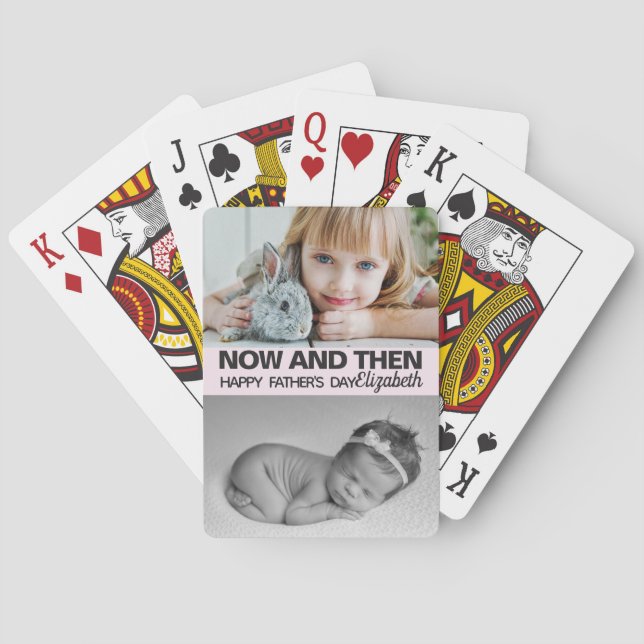 Jeu De Cartes Fête des pères maintenant, puis images fille (dos)