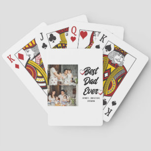Jeu De Cartes Fête des pères personnalisée, deux photos collage 
