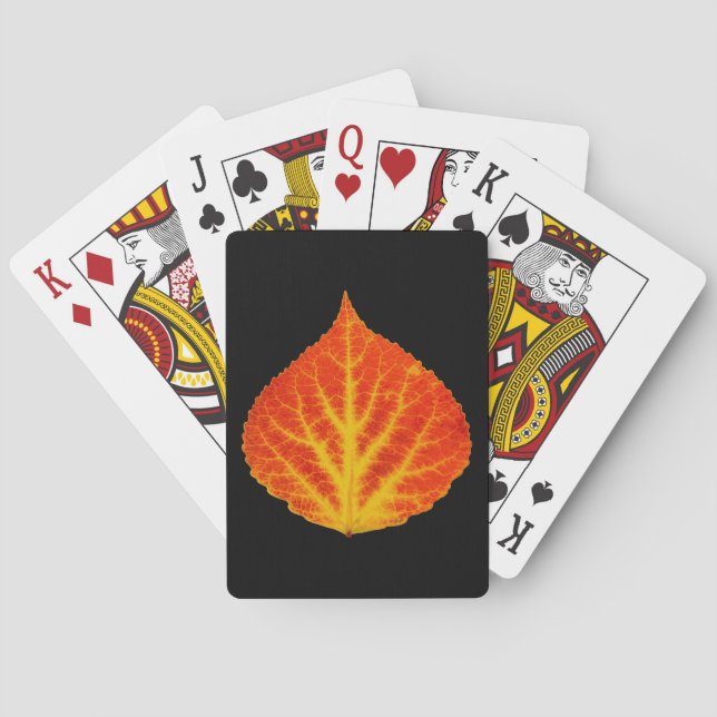 Jeu De Cartes Feuille d'Aspen rouge et jaune #10 (dos)