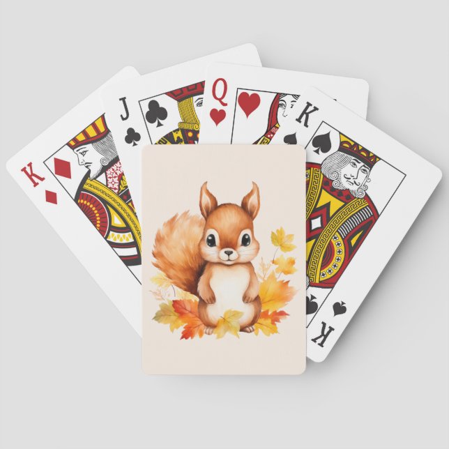 Jeu De Cartes Feuilles d'automne d'écureuil animal mignon person (dos)