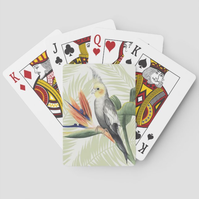 Jeu De Cartes Feuilles de palmiers à oiseaux noirs (dos)