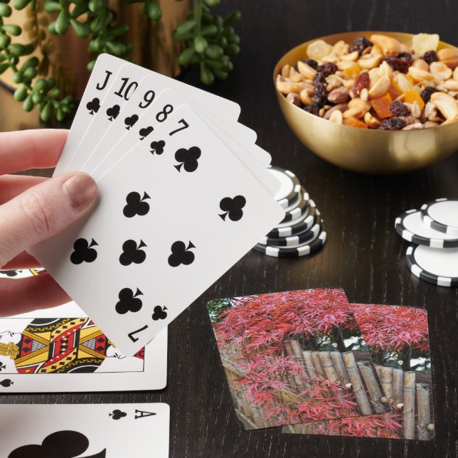 Jeu De Cartes Feuilles d'érable japonais rouge et bambou (In Situ)