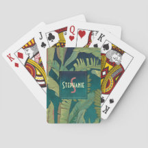 Feuilles élégants de palme sur monogramme Turquois
