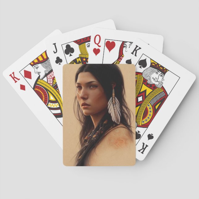 Jeu De Cartes Fille amérindienne aux plumes (dos)