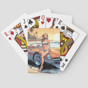 Jeu De Cartes Fille avec voiture de sport