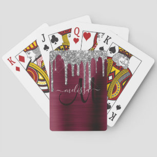 Jeu De Cartes Fille Bourgogne Parties scintillant de goutte Nom 