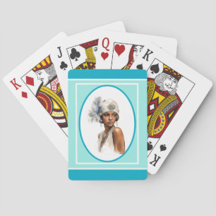 Jeu De Cartes Fille brune Art Déco Flapper