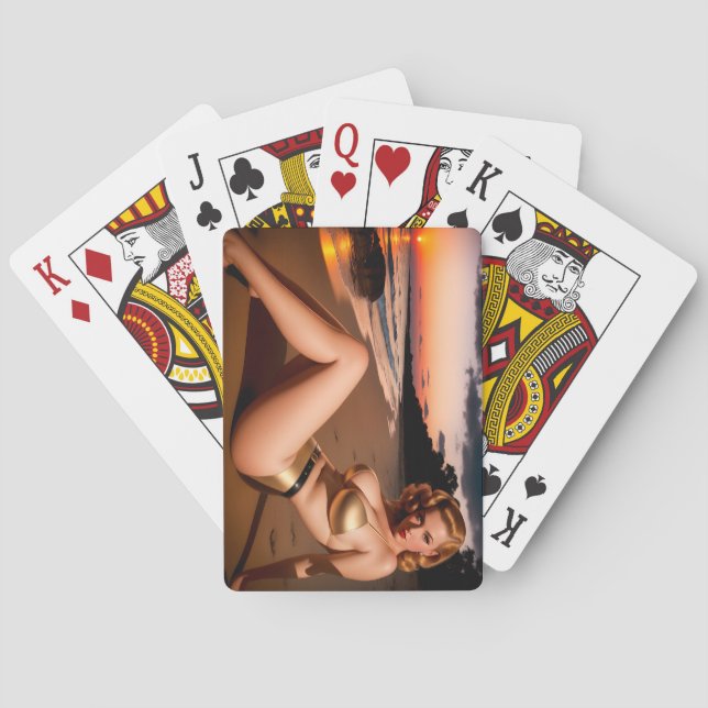 Jeu De Cartes Fille dans le Bikini d'or (dos)