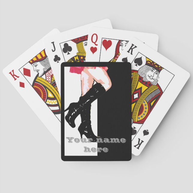 Jeu De Cartes Fille dansante en bottes longues et mini-jupe (dos)
