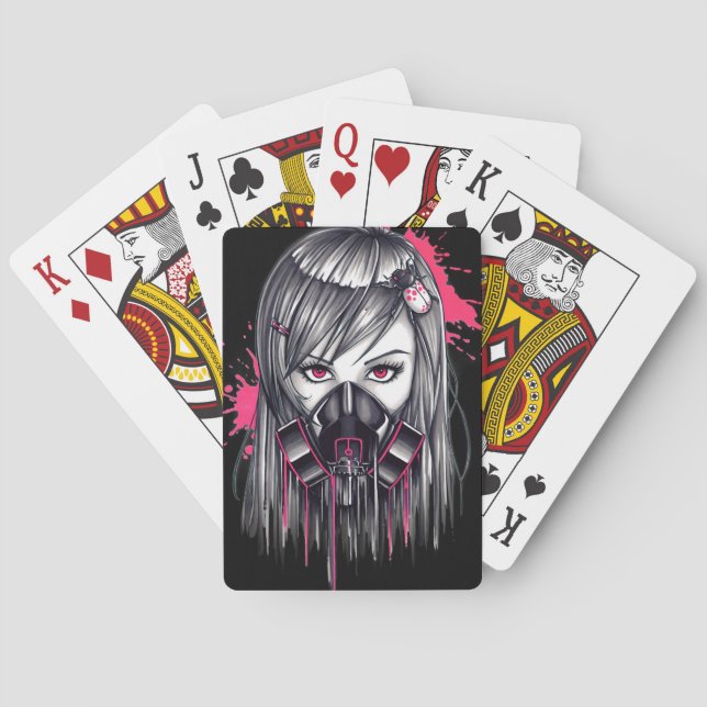 Jeu De Cartes Fille de Masque au gaz néon (dos)
