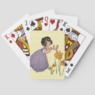 Jeu De Cartes Fille Elf Fairy Daffodil Antique Pâques