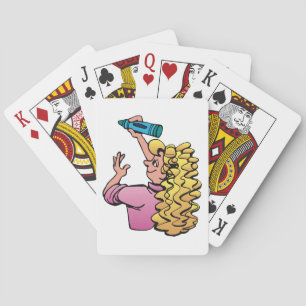 Jeu De Cartes Fille enjouée avec crayon