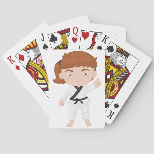 Jeu De Cartes Fille Faire Du Karaté Jouer Des Cartes (dos)