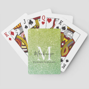 Jeu De Cartes Fille jaune Ombre Parties scintillant Monogramme N