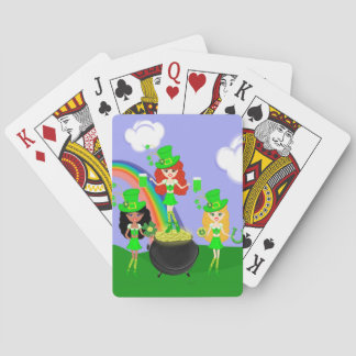 Jeu De Cartes Fille Leprechauns Arc en ciel et Pot d'or