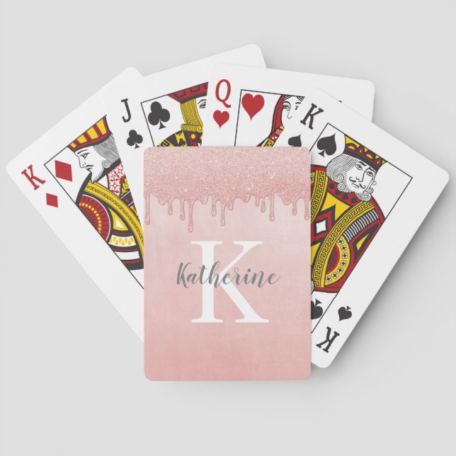 Jeu De Cartes Fille Monogramme Nom Parties scintillant de séchag (dos)