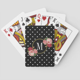 Jeu De Cartes Fille Noir Vintage Floral Pois Monogramme