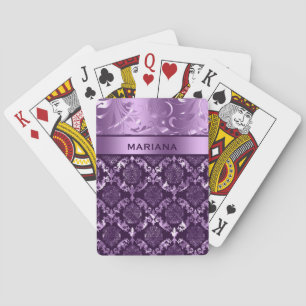 Jeu De Cartes Fille pourpre Damas et torsades métalliques
