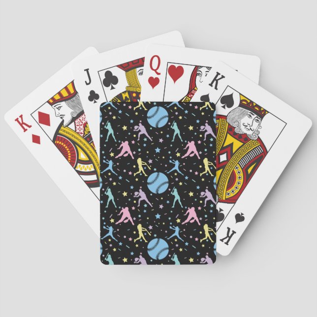 Jeu De Cartes Filles Softball - Joueuses avec étoiles (dos)