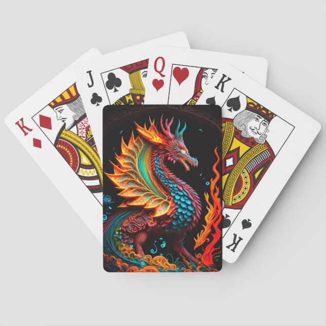 Jeu De Cartes Fire Dragon Castle Imaginaire Art Mythique Créatur (dos)