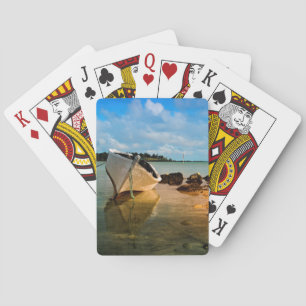 Jeu De Cartes Fishing Boat On Mauritian Beach With Islet