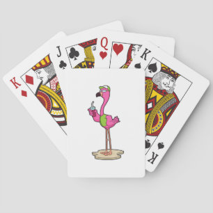 Jeu De Cartes Flamant rose avec Lunettes de soleil & Casquette