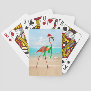 Jeu De Cartes Flamant rose de Noël sur la plage