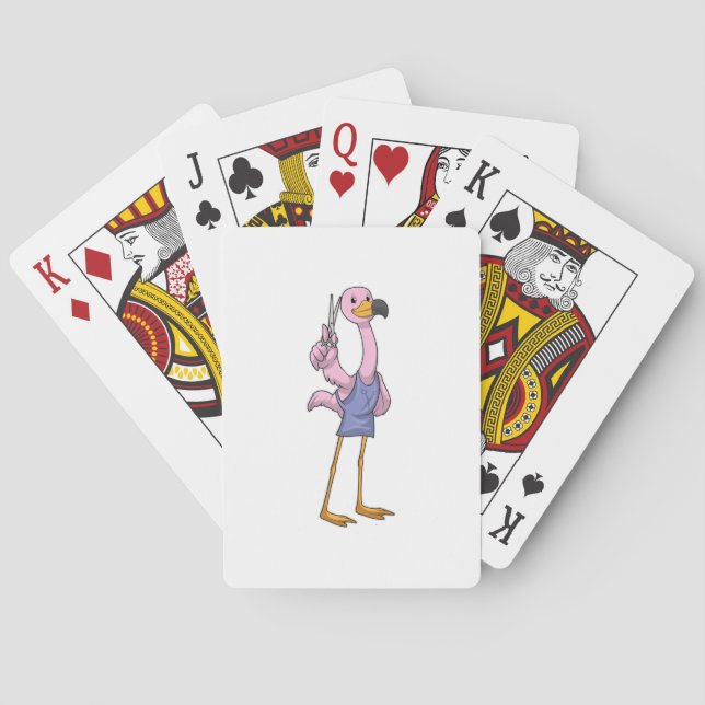 Jeu De Cartes Flamant rose en coiffeur avec ciseaux (dos)