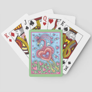 Jeu De Cartes Flamant rose ROSE CUPIDE ET COEURS DE VOL VALENTIN