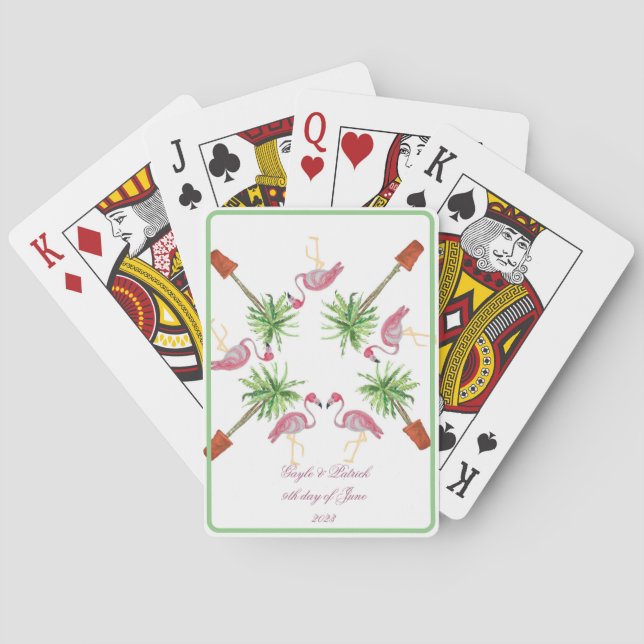 Jeu De Cartes Flamant rose rose Flamants roses Palmiers (dos)