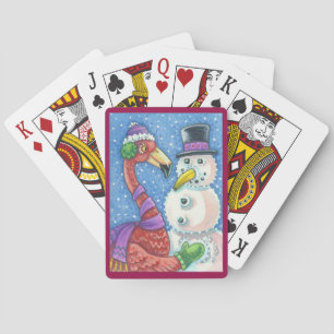 Jeu De Cartes Flamant rose rose Snowman NOËL JOUER CARTES