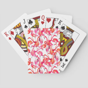 Jeu De Cartes Flamants roses Aquarelles Dans Les Aquarelles