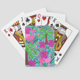 Jeu De Cartes Flamants roses et palmiers de partie de plage