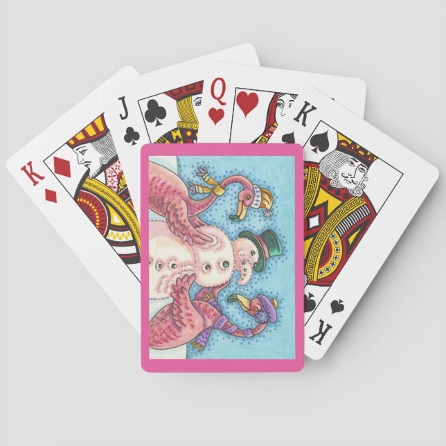 Jeu De Cartes Flamants roses roses Snowman NOËL JOUER CARTES (dos)