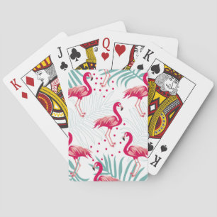 Jeu De Cartes Flamingo tropical et feuille, motif d'été.