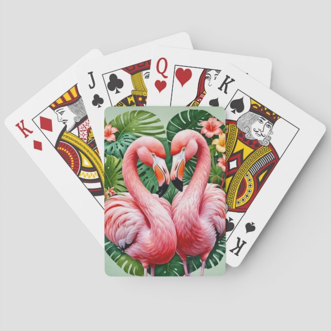 Jeu De Cartes flamingos cou coeur rose Cartes de jeu classiques (dos)