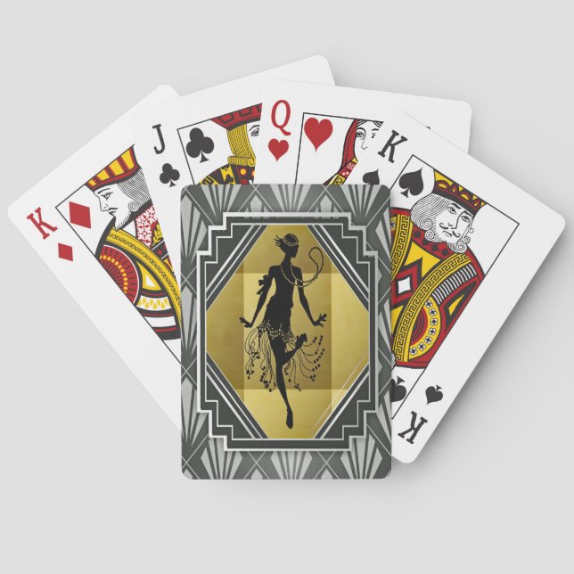 Jeu De Cartes flapper fille jouant aux cartes (dos)