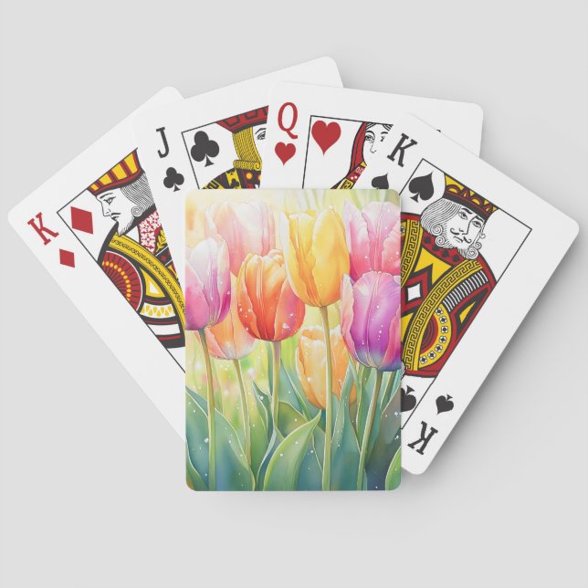 Jeu De Cartes Fleur Aquarelle Ressort Jardin Tulip (dos)