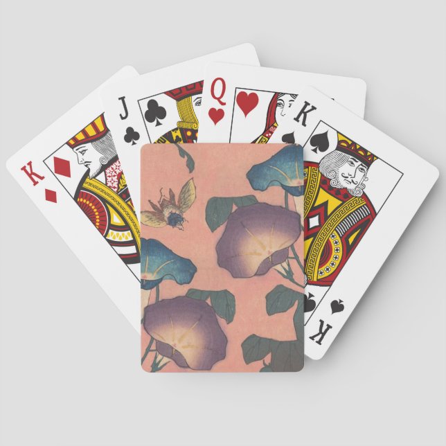 Jeu De Cartes Fleur d'abeille rose classique Hokusai Art (dos)